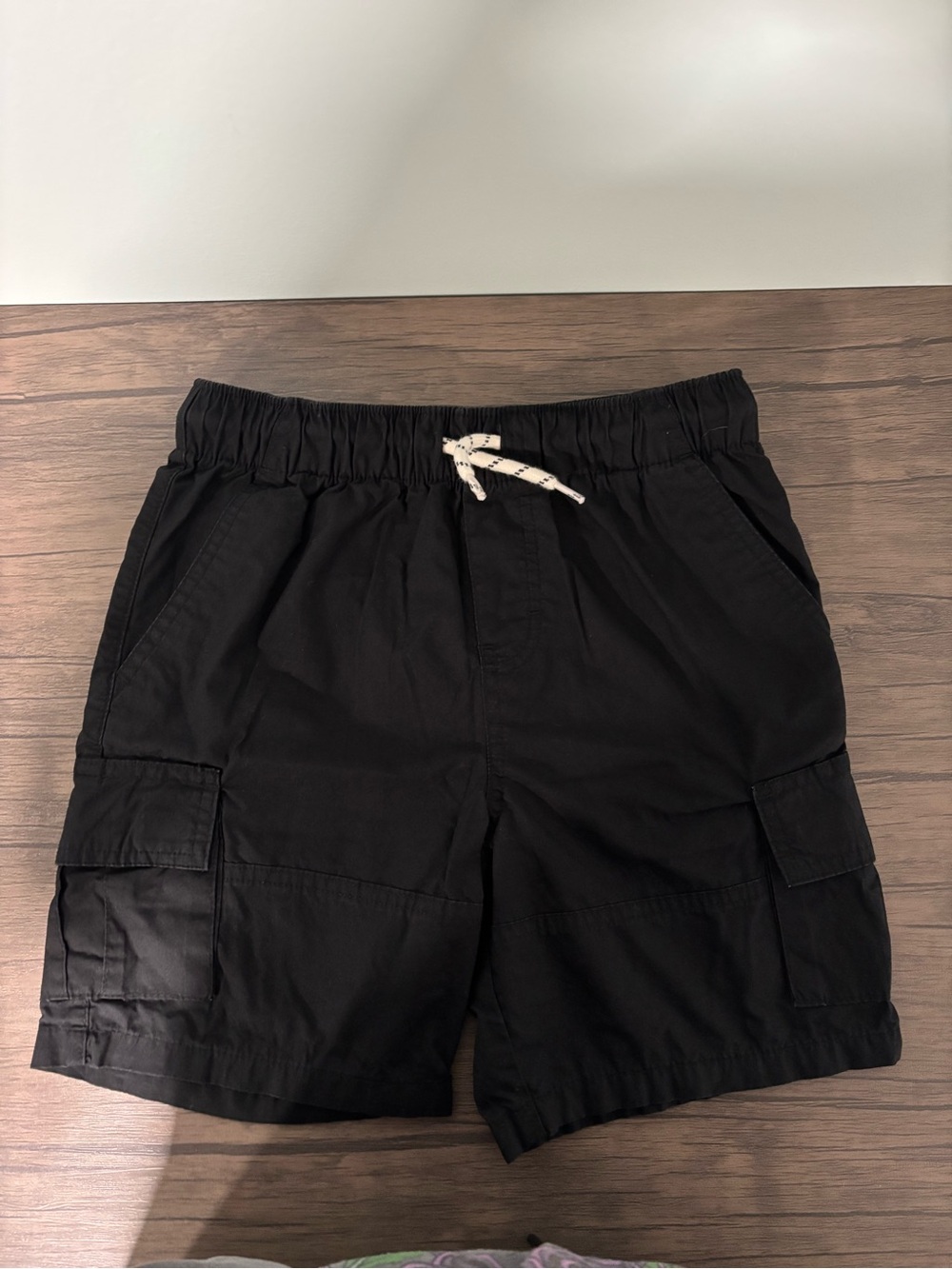 wonder nation Black Cargo Drawstring Shorts with Rope Tie